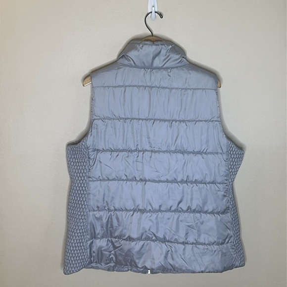 Liz Claiborne Puff Vest Full Zip Blue Gray Womens Size 1X Lightweight Pockets - Picture 7 of 11
